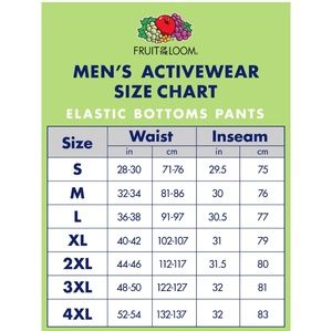 The Loom Mens Sweatpants Size Chart 